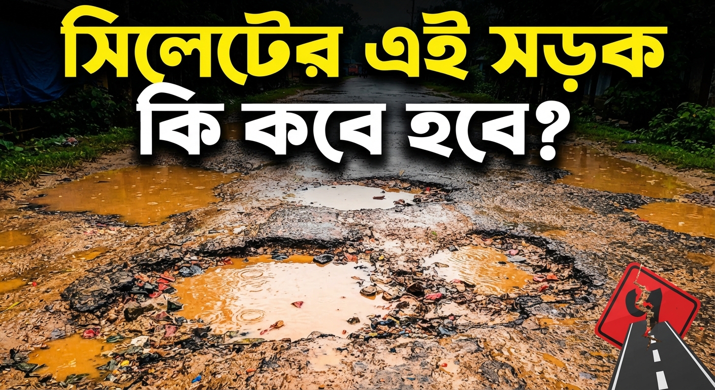 সিলেটের সড়কে এখনো বাইশের বন্যার ক্ষত